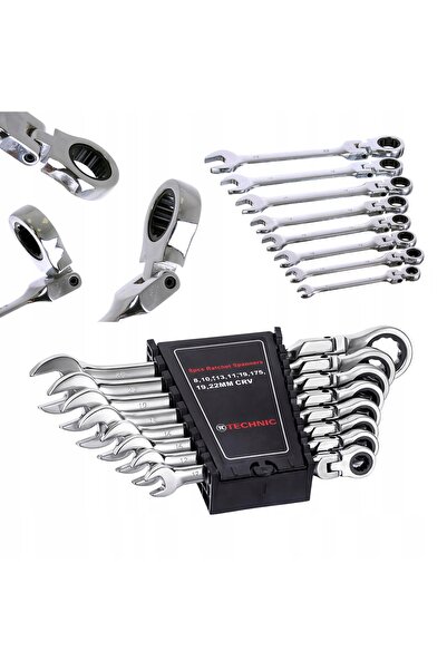 TC Technic Set de chei combinate 8 bucăți 8-22mm CrV cu clichet și articulație