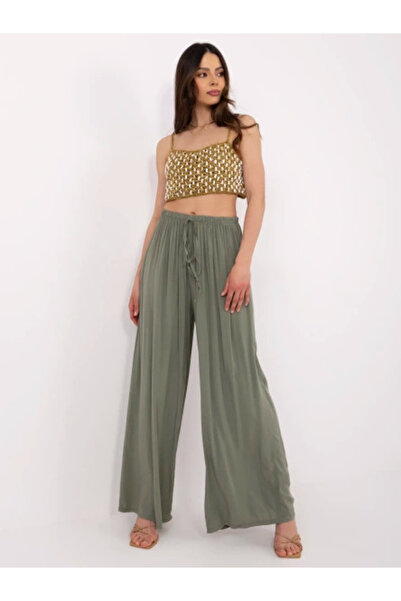 Italy Moda Γυναικεία Παντελόνια, ITALY MODA, Βισκόζη, Χακί, μοντέλο MI-SP-257...