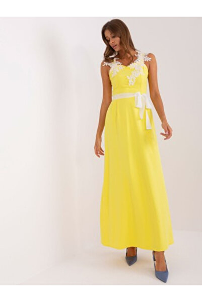 LAKERTA Rochie Dama, LAKERTA, Poliester, Rochie evazata, Galben, model LK-SK-...