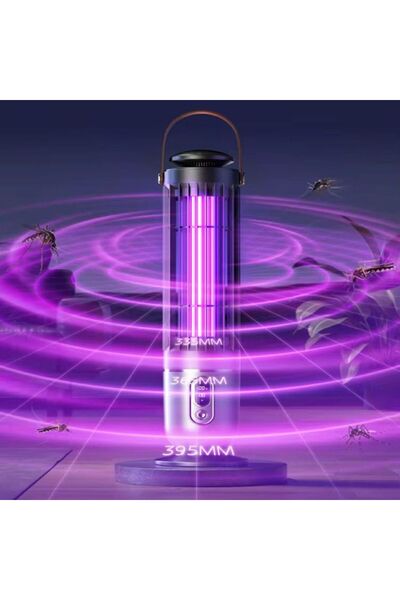 Milara Lampa UV Anti Tantari + Night Light 2in1, 360° Acoperire, Reincarcabila Type-C 4000mAh, Silentioasa, Portabila cu Maner si Baza, Interior/Exterior/Camping, Sigura Copii/Pets