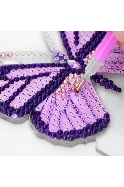 TRS Lampă LED de noapte violetă, cu design de fluture, cu diamante, pentru de...