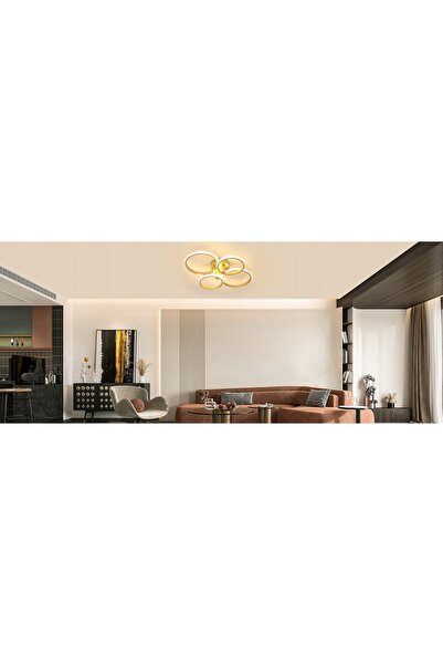 Goeco Plafonieră LED aurie, candelabru modern pentru living, dimmerabilă + te...