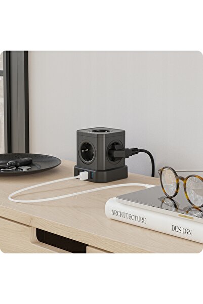 VOOMY Power Cube S6 priză multiplă 3m 5 prize 1 USB-C 3 USB-A Negru
