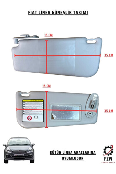 FZW FIAT LINEA GÜNEŞLİK (GÜNEŞ SİPERLİĞİ) TAKIMI CEPLİ AYNALI