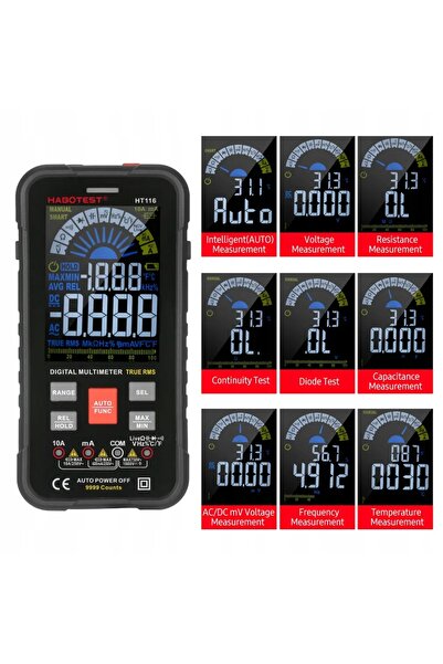 Habotest Multimetru digital portabil universal, tester RMS NCV, pentru cablur...