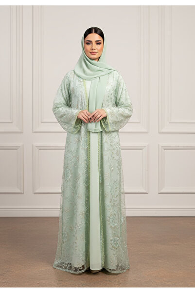 Nukhbaa Enchanted Garden Lace Open two-piece Abaya-2P895