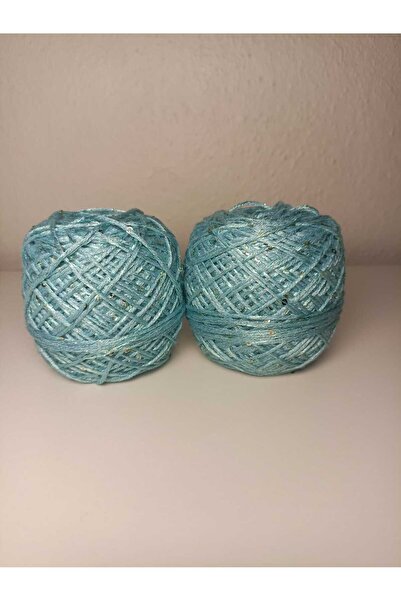 kartopya Simli Turkuaz Renkli Pullu Koton İp 200gr(2x100 Gr)