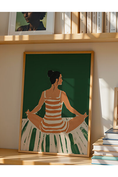 Creatick Design Bohem Tarz Yoga Tablosu Çerçeveli Zen Meditasyon Köşesi Ham A...
