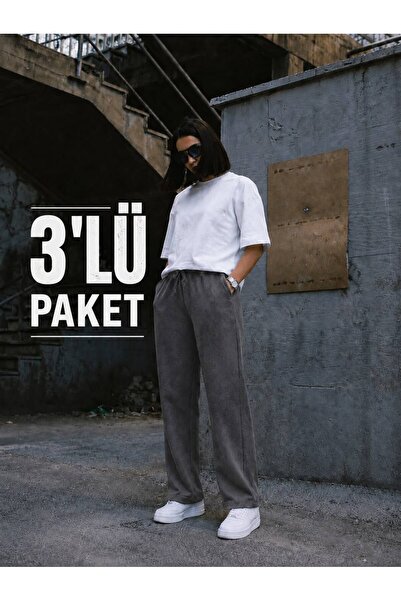 MODABOX 3-Piece Women's Premium Oversize Sweatpants 2-Yarn Sweatpants (3 Pcs)