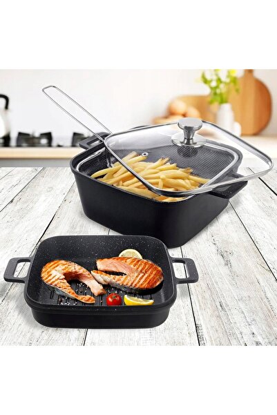 Orion Oală din granit pentru gătit, copt, prăjit, coș, tigaie grill