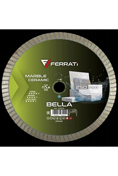FERRATI Disc diamantat pentru gresie, marmură, rezistent 250mm 25,4mm BELLA