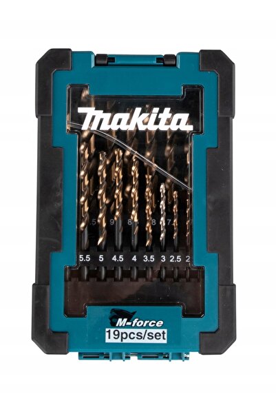 MAKİTAMİ Set de burghie pentru metal HSS M-FORCE, 19 bucăți, în cutie, 1-10 mm