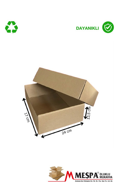 MEŞPA AMBALAJ 24,7 X 17 X 13,5 cm 25 Adet Kapaklı E-Ticaret Karton Kargo Kutu...