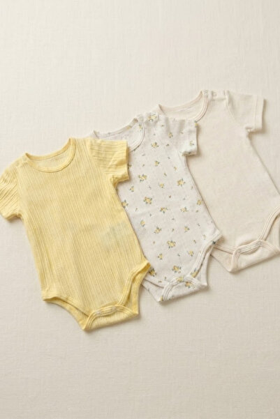 lilico Unisex Baby 3-Piece Camisole Bodysuit Set - Short Sleeve Organic Cotto...