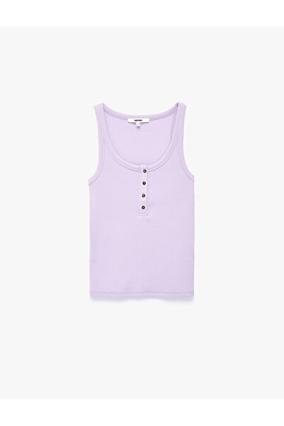 Koton Tricou din bumbac, slim fit, cu nasturi ornamentali, cu decolteu în U, ...