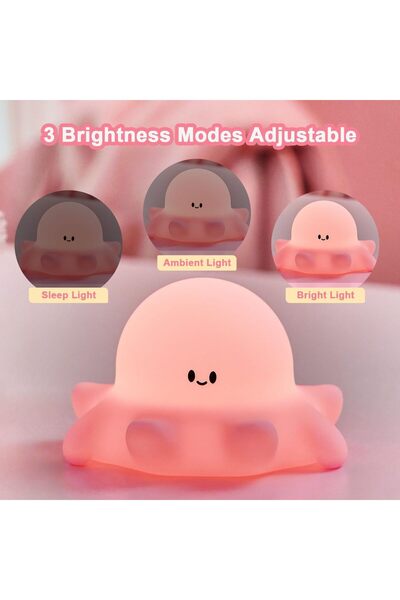 KASTWAVE Rechargeable Cute Octopus Night Light for Kids Bedroom – Food-Grade ...