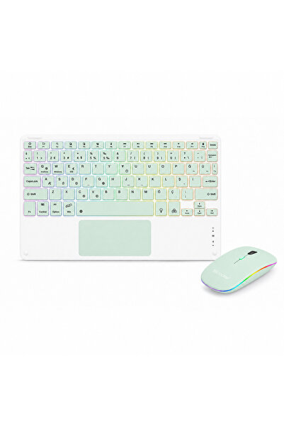 Microcase Touchpad RGB Tablet ve Telefonlar için Türkçe Bluetooth Klavye ve M...