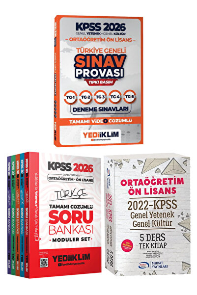 Yediiklim Yayınları 2026 KPSS Ortaöğretim Ön Lisans Türkiye Geneli Sınav Prov...