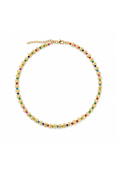 Venus Design Gold Ezme Colored Bead Necklace