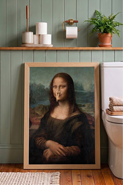 Günışığı Atölyesi Burnu Mandallı Mona Lisa Çerçeveli Tablo - Komik Tuvalet Ba...