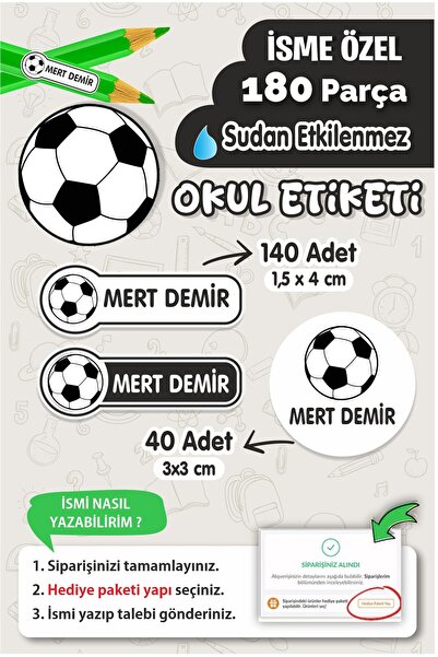 Piksel Grafik Okul Etiketi Kalem Defter isimli Etiket Isim Yazılabilen Siyah ...