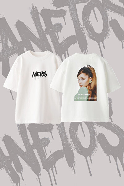 Anetos Ariana Grande_127 Design Back Printed Cotton White Oversize T-Shirt