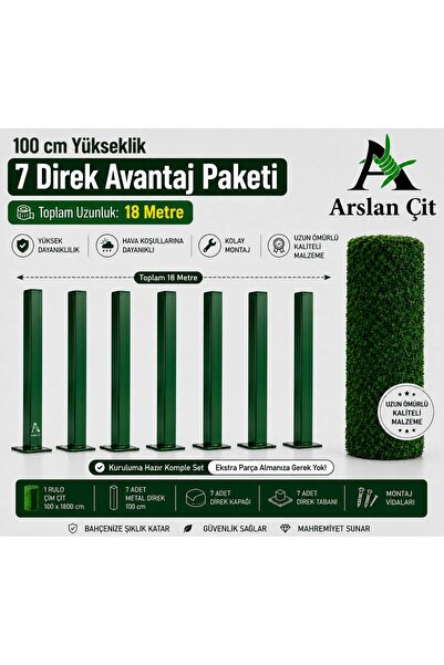 msy garden fenc Çim Çit 100 cm X 18m 7 ADET Galvanizli Bahçe Teli Çit Direği ...