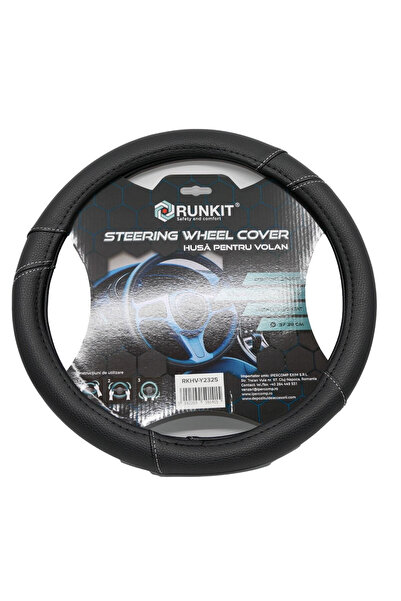 RUNKIT Steering wheel cover synthetic Leather Black (37-39 CM)