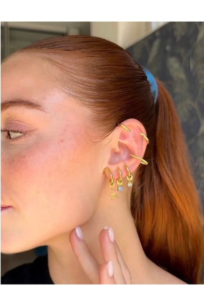 CHARMLUCKY Steel Star Charm Earcuff