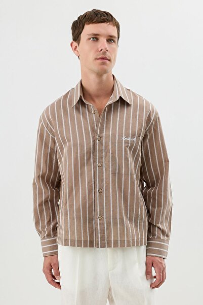 Antioch Mink Linen Blend Boxy Fit Men's Shirt