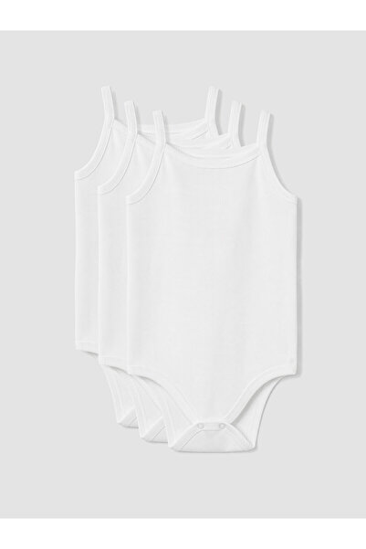 LC Waikiki Two Mt Shop Quality Lcw Baby White Baby Girl Snap Bodysuit 3-Pack