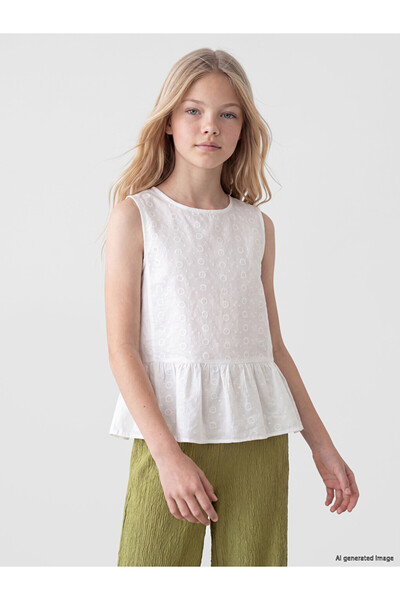 LC Waikiki Embroidered Girls' Peplum Shirt for Style Enthusiasts from Uzg Store