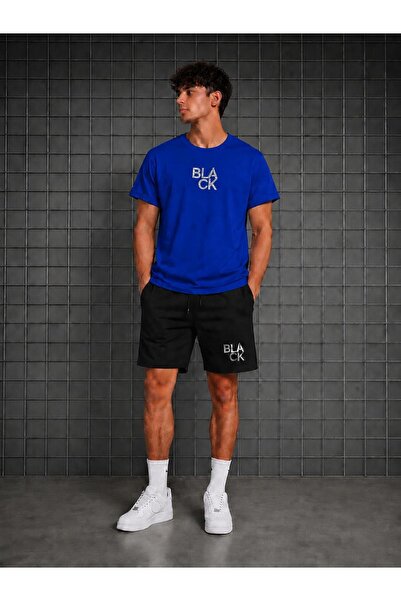 zeag Men's T-Shirt and Shorts Set with Black Printed Design