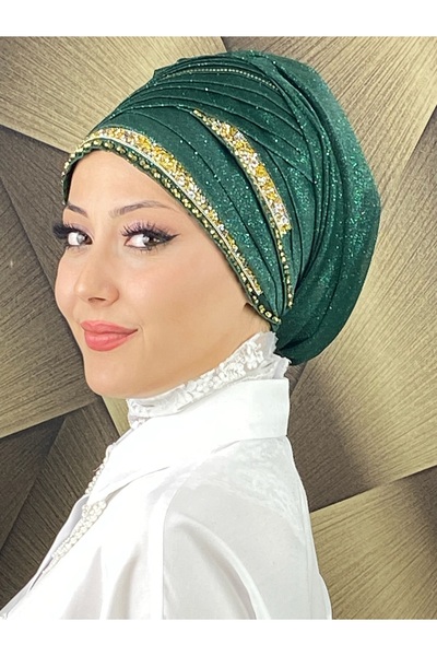 MY UKİYO STORE GOLD ŞERİTLİ TAŞLI TESETTÜR ABİYE BONEŞAL