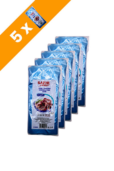 SAFİR Set de 5 x Pungi de congelare cu cleme, 3 kg, 30x40 cm, Albastru, LDPE ...
