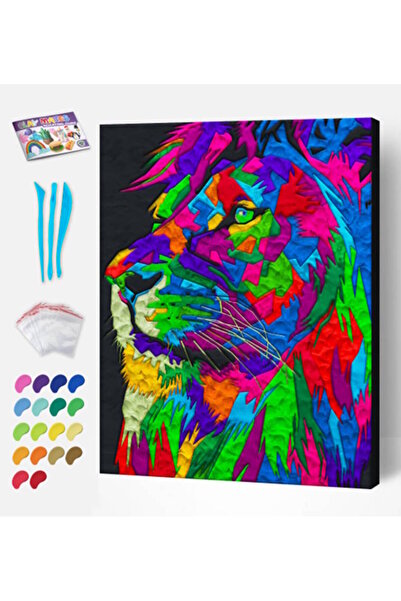 OEM Splat Planet Σετ "Ζωγραφικής" με Πηλό "Lion" σε Καμβά 30x30cm