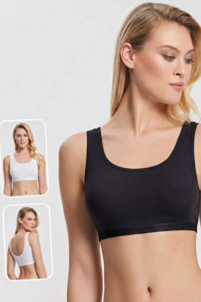 Avrissa Concept Women's Thick Strap Basic White Black Blouse Undershirt 4 Pieces