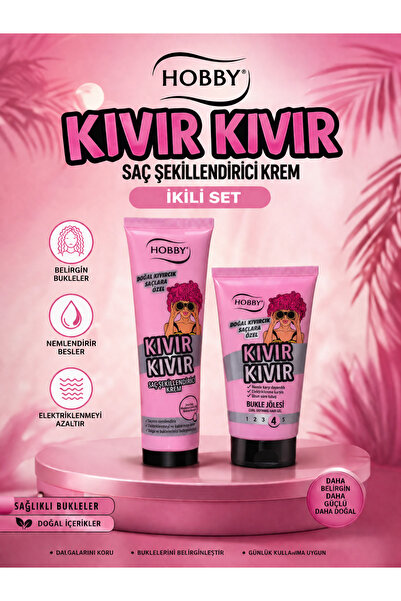 Hobby Kıvırcık Saçlara Özel Şekillendirici İkili Set Jöle ve 7/24 Krem