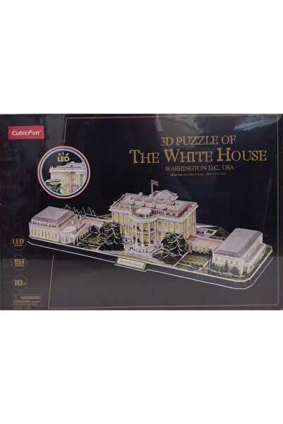 NO BRAND Cubic Fun Puzzle 3D Cubic Fun LED Casă Albă