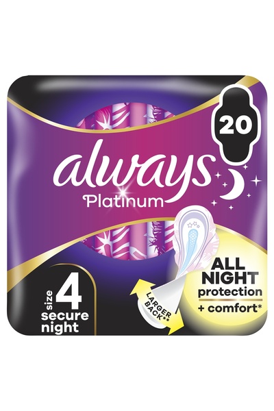 NO BRAND Absorbante ALWAYS Platinum Secure Night Mărimea 4 (20 bucăți)