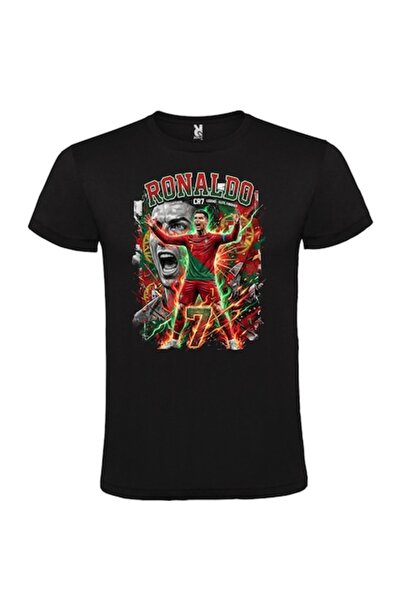 CRD PRINT Tricou unisex personalizat "CRISTIANO RONALDO PORTUGALIA", Negru