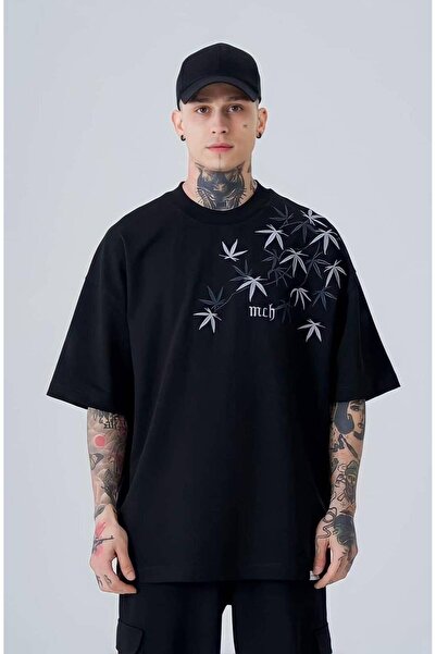 JANTIL MODA Black Unisex Oversize 100% Cotton Crew Neck Short Sleeve T-Shirt