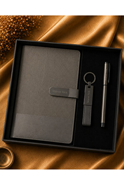 Genel Markalar Kişiye Özel Premium Termo Deri Hediye Seti | Defter, Metal Kal...