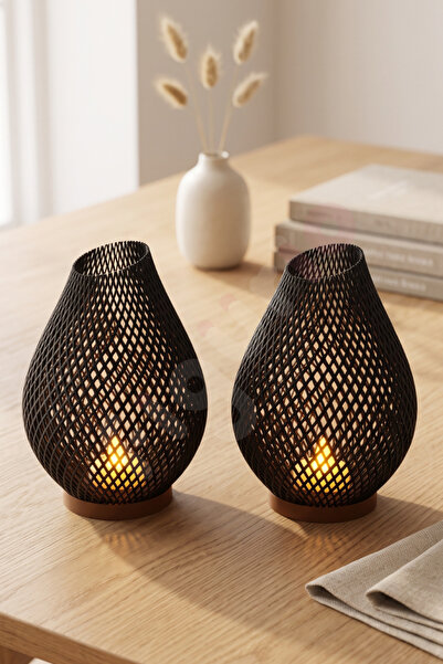 figurio Işıklı Dekoratif Damla Kafes Vazo / Led Aydınlatmalı Modern Dekoratif...
