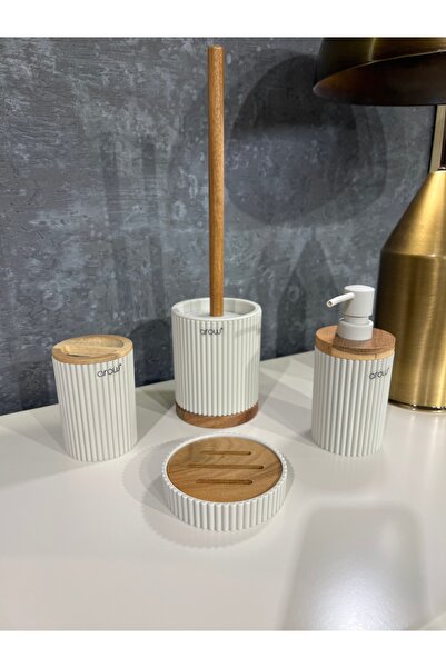 KARCILAR HOME STORE Arow Elina 4 Piece Cream Bathroom Set