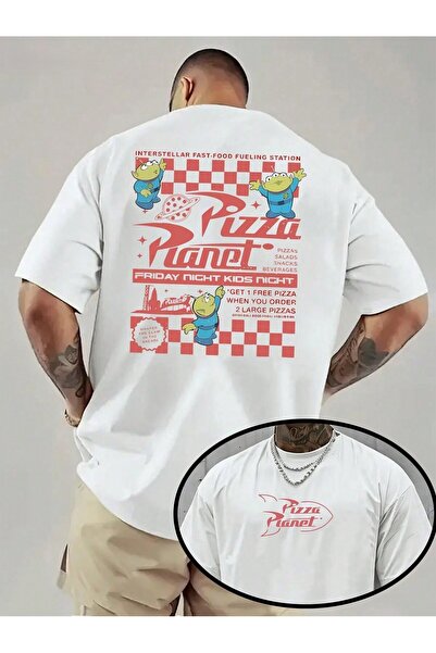SVART WEAR Pizza Planet Printed Oversize Crew Neck Summer T-Shirt
