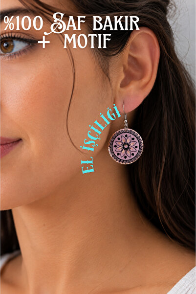 Store Handmade Bohemian Earrings with Copper Lilac Motif