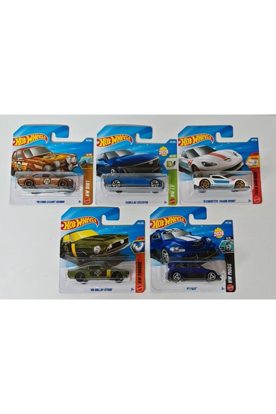 HOT WHEELS 5-Piece Car Set - 5 Different Models - Ford Escort / Cadillac / Co...