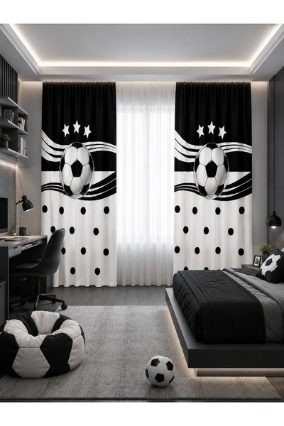 HOMESSA Black and White Football Ball Double Winged Children's Room Backgroun...