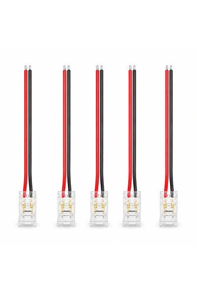 Ledarmy 5 Adet 8 mm COB LED Şerit Konnektörü 2 Pin Tek Taraflı 10 cm Kablolu ...